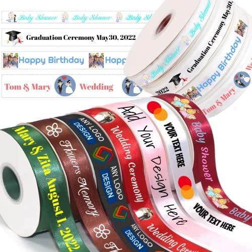 Personalized Ribbon Custom Ribbon with Name/Photo/Text for Favors Wedding Invitation Baby Shower Birthday Party Wrap Gift Box-100 Yards by XRLSG