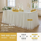 Ivory Tulle Tablecloth for 8 FT Rectangle Tables 4-Pack, Ideal for Weddings - Image 5