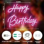 Happy Birthday Neon Sign, Pink LED for Birthday Party Backdrop 22x16.9 Inch - Image 2