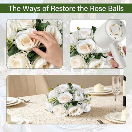 6 PCS White Roses Flower Balls for Centerpieces - Image 4