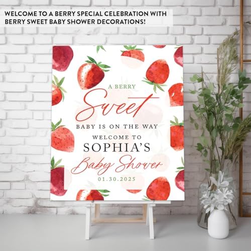 Andaz Press Personalized Berry Sweet Baby Shower Sign, 16x20 Inches, Canvas, Baby Shower Decor - Image 3