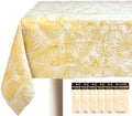 Gold Leaves 6 pcs Disposable Tablecloth – Premium Elegant Plastic Rectangle Table Covers for Birthday Retirement Shower Anniversary Party Wedding – White and Gold – 54 x 108 in by Unknown