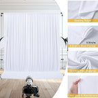 30x10ft White Backdrop Curtain for Wedding Parties Wrinkle Free Fabric White Drapes Backdrop Decoration for Baby Shower Birthday Photography Decoration 6 Panels, 5ft x 10ft - Image 7