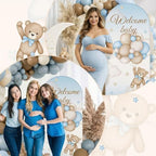 148 Pcs Bear Baby Shower Decorations Balloon Metal Arch Backdrop Stand and Cover Set Decor Dusty Blue and Brown Balloon Arch Kits Bear Baby Shower Gender Reveal Birthday Party Decorations - Image 4