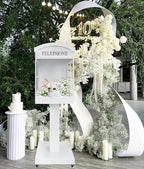 Audio Guest Book Phone Booth Stand with Wheels, Romantic Metal Audio Guestbook Telephone Booth for Wedding Birthdays Party Graduation Baby Shower Retirement Special Occasions Decoration - Image 3