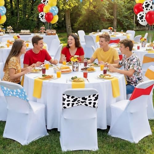 Tranqun 48 Pcs Cartoon Toy Baby Shower Decorations Spandex Chair Sashes - Image 4