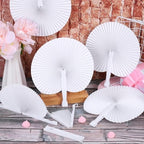 MCEAST 100 Pack White Folding Handheld Paper Fans, Wedding Favor Fans - Image 5