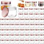 Tanlade 60 Pcs 3 oz Clear Plastic Mini Mason Jars with Lids, Rose Gold by Tanlade