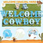 Sliner 15 Pcs Welcome Cowboy Baby Shower Decoration 15 Inch Blue Yard Signs with Stakes Large Lawn Sign for Gender Reveal Newborn Welcome Home Outdoor Party Decoration - Image 3