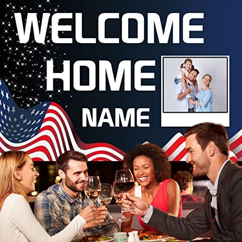 Custom Welcome Home Decorations Kit Military Welcome Home Banner Red White and Blue Balloons Patriotic Paper Fans Star Streamers Tablecloth for Patriotic Memorial Day Deployment Returning Party Decor(5x7.5ft) - Image 6