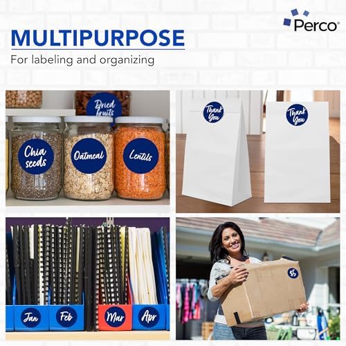 Perco Dark Blue Perforated Round Circle Dot Sticker 3-Inch Labels — 10 Rolls, 5,000 Stickers - Business Logos, Category Labels & Professional Signage, Strong Adhesive - Made in USA - Image 3