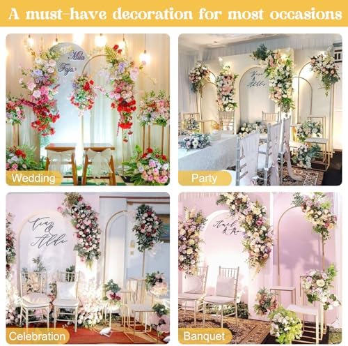 Arch Backdrop Stand 7.2FT, 6FT, 6FT Set of 3 Gold Wedding Arch Stand Balloon Arch Stand Stable Metal Arch Backdrop Frame for Wedding Ceremony Birthday Party Bridal Baby Shower Banquet Decoration - Image 7