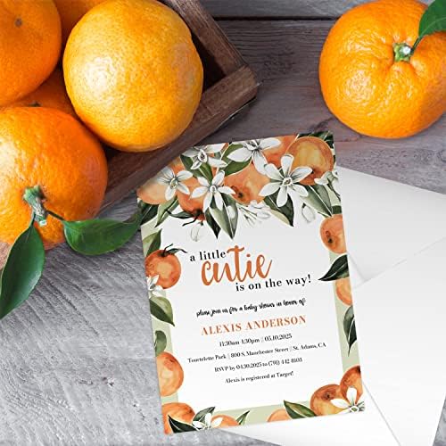 Canopy Street Little Cutie Personalized Invitations / 25 Custom Citrus Party Invites And White Envelopes/DIY 5" x 7" Baby Shower Sprinkle Party Invitation/Made In The USA - Image 4