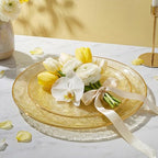 Festiva 60PCS Clear Yellow Gold Plastic Plates - Heavy Duty Fancy Disposable Plates With Gold Rim -serve for 30 guests Include 30PCS 10.25" & 30PCS 7.5" Honeycomb Design Plates for Party(Yellow) - Image 3
