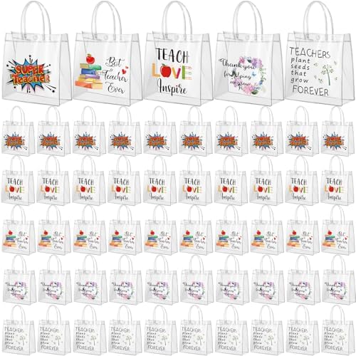Canchiing 50 Pcs End of Year Teacher Clear Gift Bags with Handles by Unknown