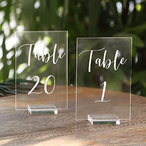 UNIQOOO Acrylic Wedding Table Number 1-20 with Stand | 4x6 inch Printed Calligraphy, Sign and Holder | Perfect for Wedding, Reception, Centerpiece Decoration, Event, Party - Image 6