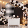 Tegeme 2 Set Gingham Arch Backdrop Cover 7.2ft 6.6ft Arch Cover, Black by Tegeme