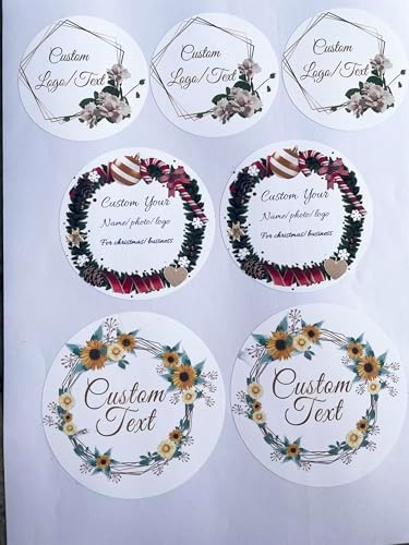Personalized Custom Stickers Labels for Wedding Favors Birthday, Business Logo Customized Sticker.Waterproof, Fade & Heat Resistant and Cold Resistant. Pack of 100 to 1000. (Wreath 19, 4 Inch) - Image 6