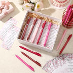 Engrowtic 50 Set Baby Shower Gifts Pens for Guests Bulk Baby Shower Party Favors Retractable Ballpoint Pens with Thank You Cards Gender Reveal Souvenirs Prizes Supplies Return Gifts (Pink Butterfly) - Image 6