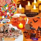 Vesici 12 Pcs Glass Pumpkin Candy Jars with Lid, Halloween Autumn, Orange - Image 4