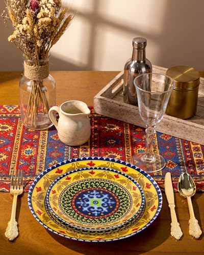 Hioasis Yellow Plastic Plates, Boho Plates, 60 Pcs for 30 Guests - Image 2
