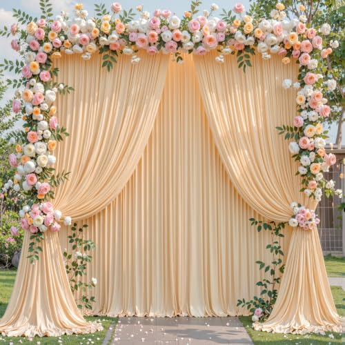 Dark Champagne Backdrop Curtain for Parties Wedding Baby Shower Wrinkle Free Photo Curtains Backdrop Drapes Fabric Decoration for Bridal Shower 5ft x 7ft,2 Panels - Image 2