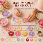 CONFECT Handmade Edible Gum Paste Flower Decorations – Celebration Blossom – 60 Piece Assorted Sugar Flower Set with Pearl Centers, Hand Cut Cake Flowers for Cakes, Cupcakes, Cookies & Desserts - Image 5
