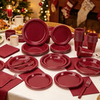250Pcs Burgundy Plastic Party Plates and Napkins Set for Christmas,Birthday - Image 5