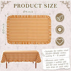 Tudomro Striped Tablecloth, Rectangle, Mustard, Ivory, 84'' X 60'' - Image 2