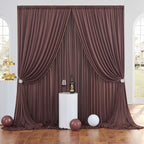 30ft×10ft Wrinkle Free Brown Backdrop Curtain for Parties, 6 Panels 5×10ft Soft Silky Polyester Umber Photo Backdrop Drapes for Teddy Bear Bee Birthday Party Baby Party Wedding Photography - Image 2