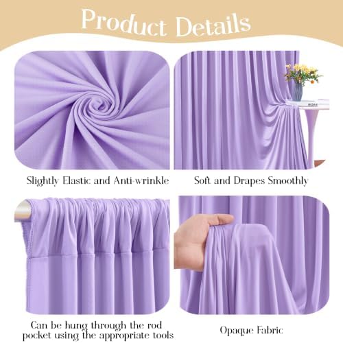10ft x 10ft Purple Backdrop Curtains, Lavender Lilac Drapes Backdrop Fabric - Image 3