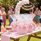 FoldTier 10 Pack Pink White Gingham Baskets for Gifts Empty 10" x 12" Thick Kraft Gift Basket with 10 Bows 10 Bags Empty Paper Baskets for Baby & Bridal Shower Wedding Birthday Party Wrapping - Image 3