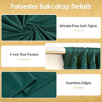 10x10ft Dark Green Curtains Backdrop for Wedding Parties Wrinkle Free Green Curtains Photo Backdrop Drapes for Photography Birthday Baby Shower Soft Fabric Party Backgournd for Photoshoot - Image 2