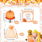 MTLEE 48 Sets Baby Shower Favors Include 48 Succulent Pumpkin Shaped Candles Fall Mini Plants Tea Lights Candles with 48 Invitations Cards and 48 Organza Bags for Baby Gender Reveal Guests(Pumpkin) - Image 4
