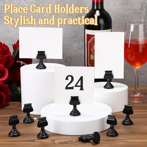 Kathfly 24 Pcs Wedding Table Number Holders Metal Silver Place Card Holder - Image 4