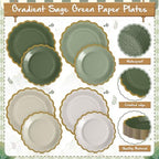 Mimorou 338 Pcs Sage Green Plates Napkins Cups Flatware Set - Image 3