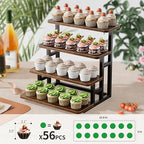 ZUJJAFY Cupcake Stand, Tiered Tray Stand Dessert Table Display Set, 4 Tier Cupcake Stand for 50 cupcakes, Wooden Risers Display Stands for Vendor Events, Party - Image 5