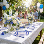 I00000 210 Dark Blue Plastic Plates, Clear Disposable Plates for 30 Guests - Image 3
