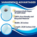 Vanhench 36" x 2520" (210') Sky Blue Wrapping Paper Roll - Image 2