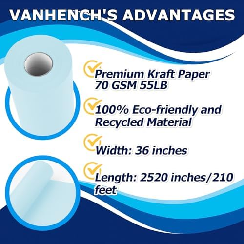 Vanhench 36" x 2520" (210') Sky Blue Wrapping Paper Roll - Image 2