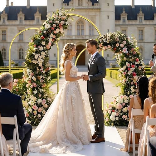 Arch Backdrop Stand Set of 3 (7.2FT,6.6FT,6FT), Gold Arch Stand - Image 2