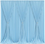 Blue Backdrop Curtains 6 Panels - Wrinkle-Free Light Blue Curtains Polyester Photography Drapes Photo Background for Baby Shower Birthday Party Decorations- 24 X10FT (Blue) - Image 2