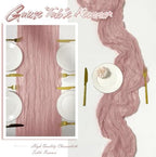30 Pack Dusty Pink Cheesecloth Table Runner 17 x 108 inch Cheese Cloth Table Runners 9ft Pink Table Runner Rustic Romantic Sheer Gauze Runner for Wedding Party Baby Shower Table Decoration - Image 6