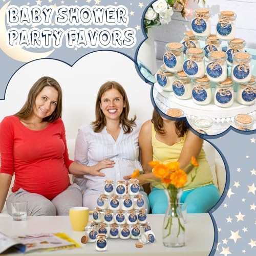 Threlaco 20 Pcs Moon Baby Shower Favor Candle Glass Jar - Image 6