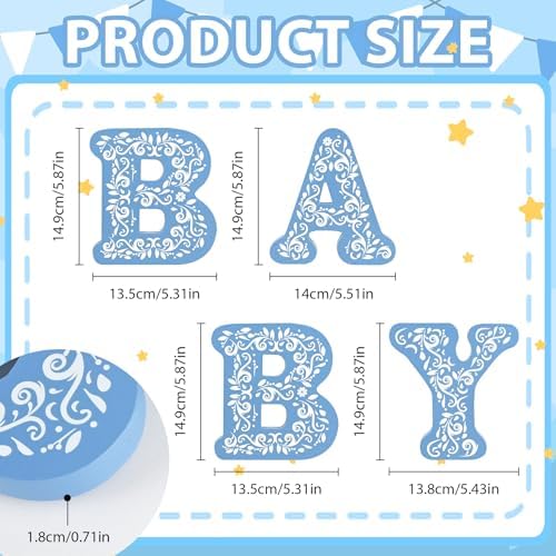 4 Pcs Cielito Lindo Baby Shower Decorations Blue Wooden Baby Letters, 6 inch Mexican Theme Wooden Blocks for Party Decor, Rustic Centerpiece for Gender Reveal Birthday Nursery Shelf Decor - Image 2