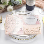 50PCS Pink Laser Cut Wedding Invitation with Envelopes and Rsvp Cards - Image 6