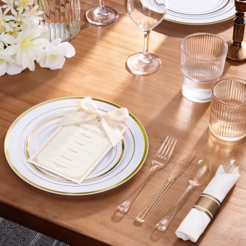 Goodluck 100 Pack Pre Rolled Gold Glitter Plastic Silverware with Napkins - Image 2