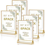 PPH-Sisy Acrylic Sign Holder 8.5x11 Gold Picture Frames Clear Tabletop Display Stand Menu Holder for Flyer, Wedding Table Number, Restaurant, Office, Retail Store & Party, 6 Pack by PPH-SisyPurchaseNow