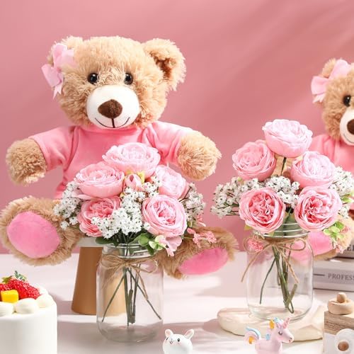 6 Set Teddy Bear Baby Shower Centerpieces with Mason Jar, Pink - Image 3