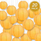 Quasimoon PaperLanternStore.com Ultimate 20-Piece Papaya Paper Lantern Party Pack - Assorted Sizes of 6, 8, 10, 12 Inch (5 Round Lanterns Each) for Weddings, Birthday, Events and Decor - Image 5